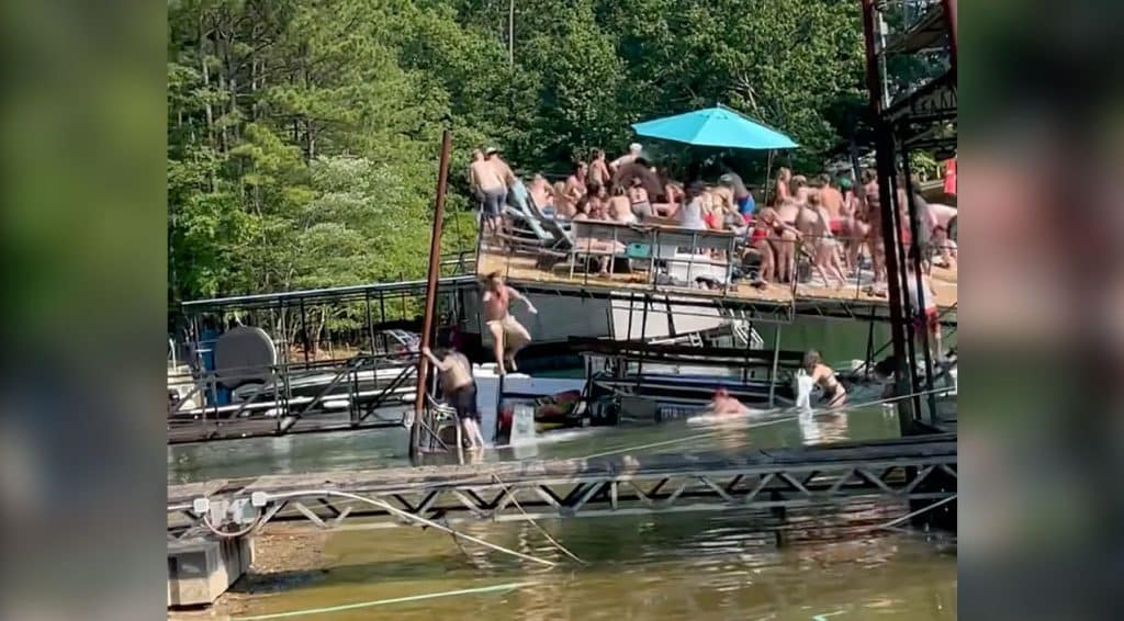 "Dock collapse on Lake Lanier, July 4, 2021."